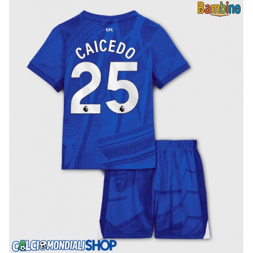 Maglie da calcio Chelsea Moises Caicedo #25 Prima Maglia Bambino 2025-26 Manica Corta + Pantaloni corti)